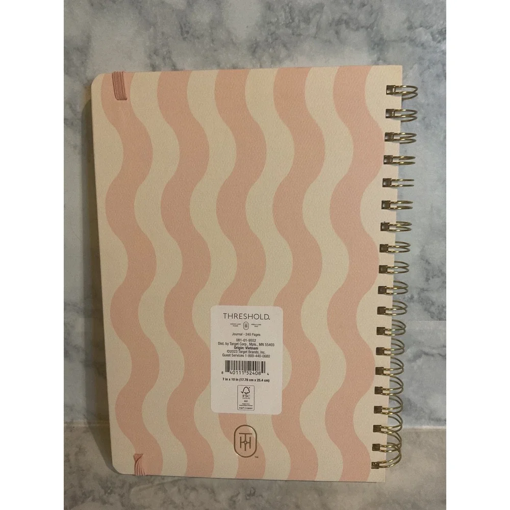Threshold Wavy Peach Spiral Notebook 240 Pages Lined Journal 7x10 081-01-9552